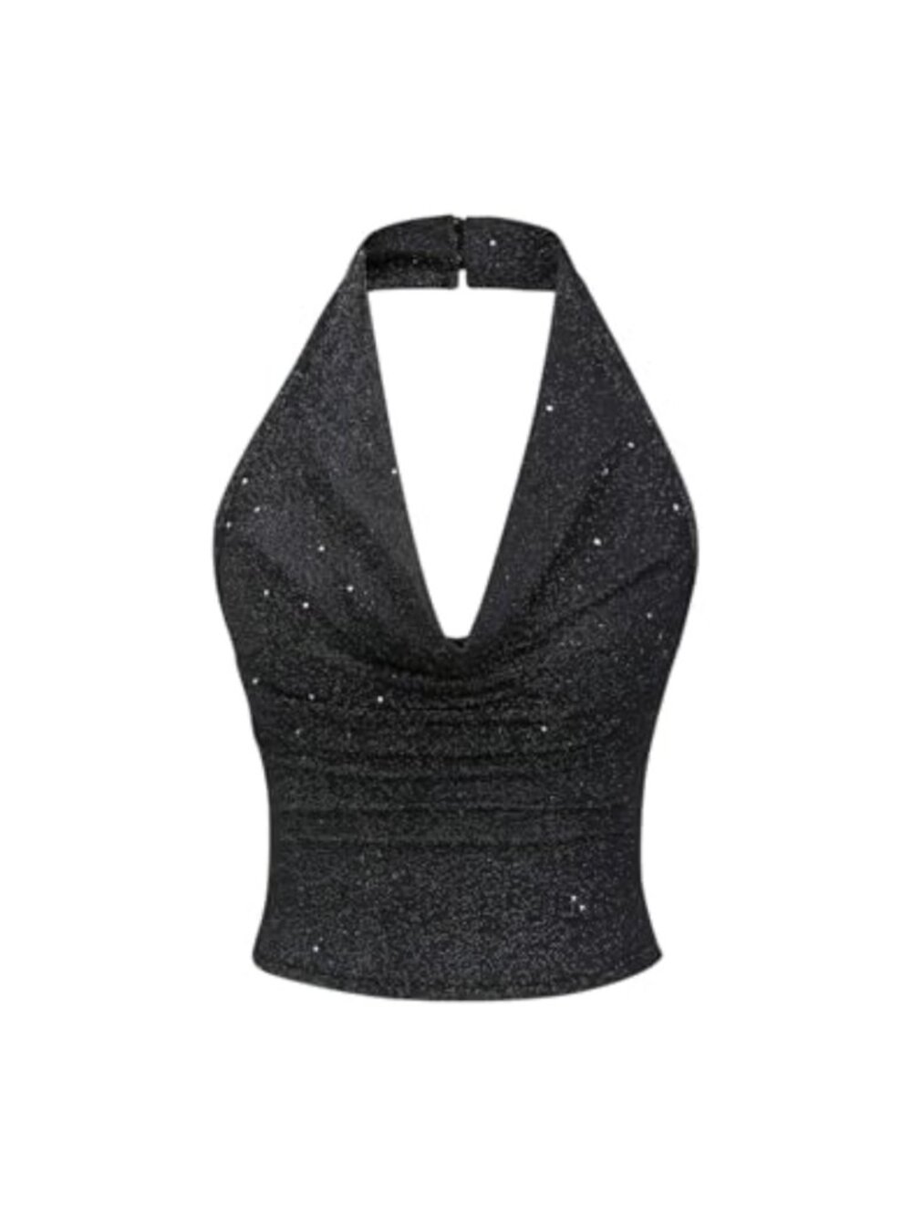 Sequin Halter Top Sparkly Cowl Neck Open Back Sleeveless Going Out Party Rave
